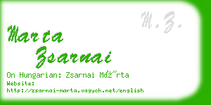 marta zsarnai business card